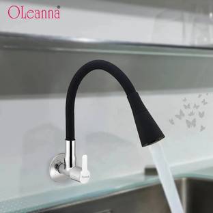 Oleanna ORANGE Flexo Flexible sink Cock Pillar Cock 360 Degree Black Matte Silicon Hose & Dual Flow Pattern Cold Water Tap Pillar Tap Faucet
