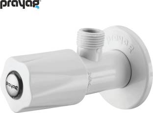 Prayag Grand Series White PTMT Angle Cock Wall Mounted Tap with Flange for Basin and Geyser Angle Cock...