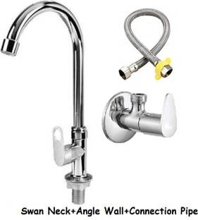 फास्टगियर Angle Wall & Connection pipe with Swan Neck Chrome Finish for Sink/washbasin Trendy Design w...
