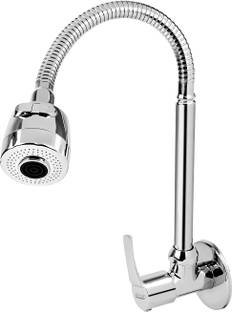 Spazio With 360 Degree Moving Hose, Dual Flow Type Hot/Cold Water Tap With Wall Flange Topaz Flex Sink Cock With Swivel Shower Spout - Flexo Play Bib Tap Faucet