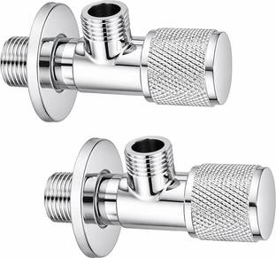 AQUACORE Brass Angle Cock Valve 1/2 Inch (Pack of 2) | Chrome | Leak Proof Angle Cock Faucet