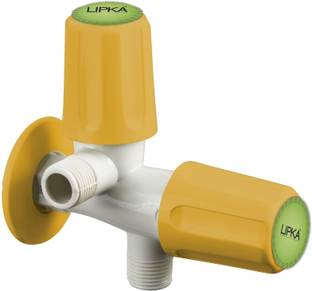 Lipka Grand Collection 2 Way Angle Cock PTMT Faucet/Tap (Yellow & Ivory) with Flange | Angle Valves for connection pipes, geysers, flush tanks, health faucets Angle Cock Faucet