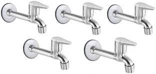 fastgear by Fastgear Steel Fusion Long Body Tap with Wall Flange for Bathroom (Chrome Finish,5pcs) Bib Tap Faucet
