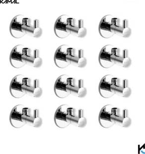 KAMAL Angle Valve FLT (Set of 12) | Full Brass | Premium Quality | Std 1/2" BSP Thread | With Wall Flanges | Quarter turn movement Angle Cock Faucet