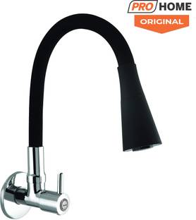प्रोहोम Brass Tap/Sink Faucet with Black 360 Degree Flexible Silicon & Dual Flow Pattern For Hot OR Cold Water With Wall Flange स्वास्थ्य  नल