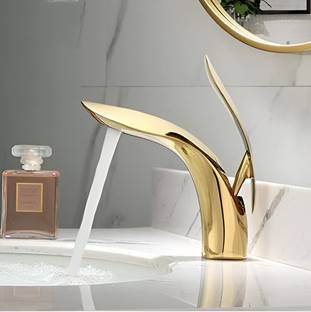 Plantex Pure brass single lever hot & cold water mixer/tap for wash basin - Gold Basin Mixer Faucet