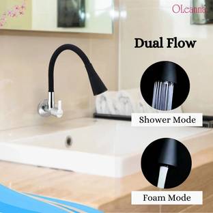 Oleanna ORANGE Flexo Flexible sink Cock Pillar Cock 360 Degree Black Matte Silicon Hose & Dual Flow Pa...