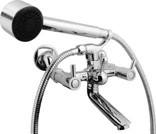 KAMAL Wall Mixer (With Crutch & Hand Shower) - Dixy |Hot and Cold Shower Mixer| Sturdy Brass Build | Easy to use click fitting Mixer Faucet