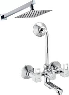 Ramya Cube Wall Mixer With L Band & 8x8 Shower Head 15inch Arm For Bathroom Tap Wall Mixer Faucet