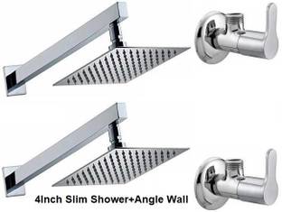 Senkiddpro by Senkiddpro Chrome Finish Stainless Steel 2 Angle Wall with 2pc 4X4 Slim Shower for Bathroom Faucet Set