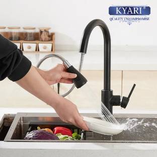 Kyari - Matte Black Luxury Hot & Cold Water Kitchen Sink Mixer Pull out 2 Mode Tap For Kitchen Sink Kitchen Mixer Faucet
