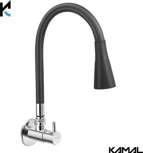 KAMAL | Heavy Brass Body & Knob | Black Silicone Flexible Spout | Dual Flow | Heavy Brass Body & Knob | Black Silicone Flexible Spout | Dual Flow Bib Tap Faucet