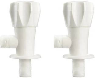 hb traders by HB TRADERS White PVC Angle Cock Tap for Bathroom, Kitchen, Outdoor (Pack of 2) 01 Angle ...