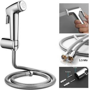KURIC ABS Health Faucet Set with SS-304 Grade 1.5 Meter Flexible Tube and Wall Hook Jet Spray for Toil...