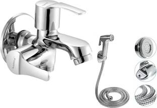 Ramya Spark Bib Cock 2 Way With Soft Health Faucet Complete Set For Kitchen And Bathroom Tap Twin Elbo...