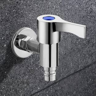 CUROVIT Torrent ZINC Alloy Wall Mounted Washing Machine Nozzle Bib Cock / Short Nose Tap Chrome Finish Quarter Turn with Wall Flange in Bathroom & Kitchen Area Nozzle Cock Faucet