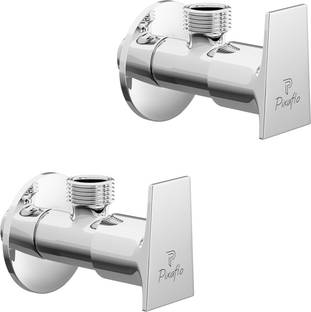PIXAFLO Sea Angle Cock Angle Valve with Wall Flange (Pack of 2) (Chrome) (Brass) Sea Angle Cock Faucet