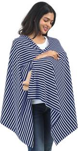 Kowsi Soft Mother's Nursing & Feeding Shawl ( Navy stripes) Feeding Cloak