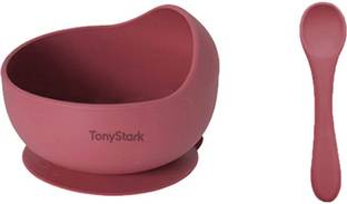 TONY STARK Silicone Baby Feeding Bowl & Spoon Set,Suction Baby Bowl &Soft Spoon for Toddler  - Silicone