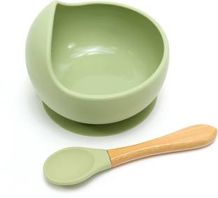 KIDS STATION 2pcs Baby Feeding Set, BPA-Free & Microwave Safe Baby Feeding Essentials  - Food Grade Silicone