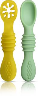 LuvLap Baby-Led Weaning Silicone Spoons,Set of 2, First Stage Self-Feeding Baby Spoon,  - Food Frade Silicone