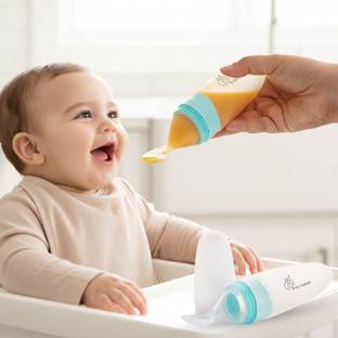 R for Rabbit First Feed Feeder Soft Feeding Spoon for Baby 4 Months & Plus, 90ml  - Non Toxic, BPA Free, Silicone Material