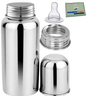 Honest Baby Baby Feeding Bottle, BPA Free, Anti-Colic, Plastic-Free  - Stainless Steel, Silicon nipple