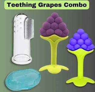KERA WHITE Baby Finger Brush with Grapes Teether Combo  - Silicon
