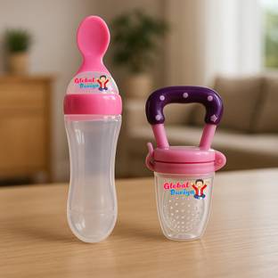 global duniya feeding bottle spoon feeding Squeezable Bottle BPA Free FRUIT NIBBLER COMBO  - silicon