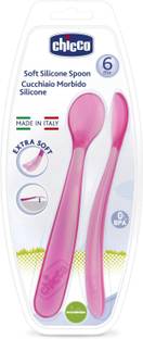 Chicco Soft Silicon Spoon Bi-Pack Girl 6M+  - SILICONE