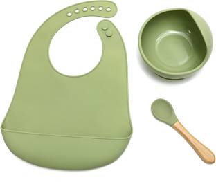 KIDS STATION 3pcs Baby Feeding Set, BPA-Free & Microwave Safe Baby Feeding Essentials  - Food Grade Silicone