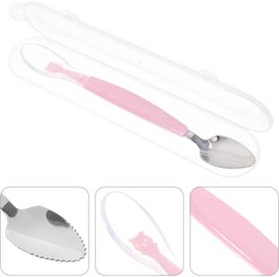 Patre In Double Head Baby Silicone, Steel Food Fruit Scraping Spoon.  - BPA Free Silicone, Steel