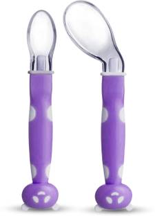 LuvLap Joy Star Baby Self Feeding Spoon Set, Soft Silicone Tip, BPA Free, 2 pcs,  - Silicone