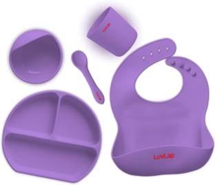 LuvLap 5-in-1 Silicone Baby Cutlery Set, Baby Feeding & weansing Essentials  - Silicone