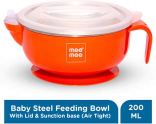 MeeMee Stay Warm Baby Steel Bowl with Suction Base (Red)  - Steel