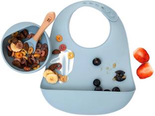 KIDS STATION 3pcs Baby Feeding Set, BPA-Free & Microwave Safe Baby Feeding Essentials  - Food Grade Silicone