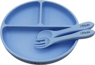 LilyTots Spacious Plate with Strong Suction Base - FDA Approved, Encourages Self Eating  - Silicone