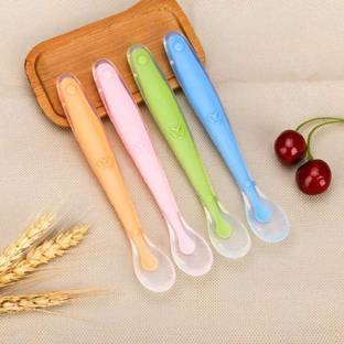 Saraswati kart Soft tip Silicon Spoons for Baby Feeding ,First Stage Spoons for Babies  - Silicone