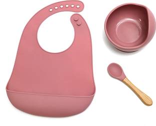 KIDS STATION 3pcs Baby Feeding Set, BPA-Free & Microwave Safe Baby Feeding Essentials  - Food Grade Silicone