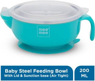 MeeMee Stay Warm Baby Steel Bowl with Suction Base (Blue)  - Steel
