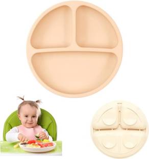 FreshDcart Silicone Plate &Spoon with Non-Slip Bottom for Baby Feeding and Toddler BPA Free  - Silicone