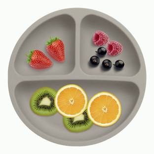 PEEPER PEE_4P_DGRY  - Silicone Baby Feeding 4-Suction Plate