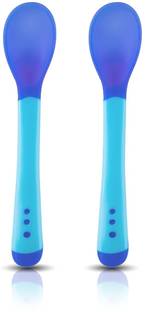 BABY BLOCKS Heat Sensitive Baby Feeding Spoon|Food Grade|Color changing Soft Tip|Pack of 2  - Silicone
