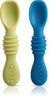 LuvLap Silicone Baby Led Weaning Spoons Set of 2, Baby Traning Spoon, Gum Friendly  - Food Frade Silicone