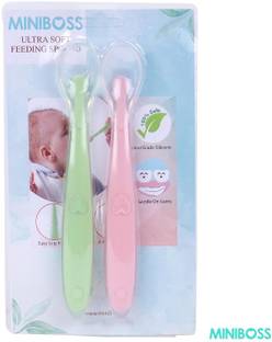 Miniboss Baby Feeding Spoons Set 2- Heat Sensitive, Self-Feeding 4M+, BPA-Free  - Silicone