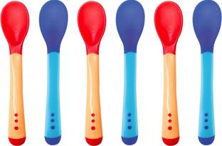 naughty kidz Combo of 6 Feed with Ease Heat Sensitive Baby Feeding Spoon, BPA Free, 3 Months+  - Silicone