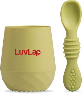 LuvLap Silicone Baby & Toddler Training Cup & Spoon, Unbreakable, BPA & Plastic Free,  - Food Frade Silicone