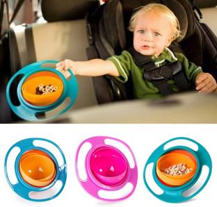 Qexle 360° Spill-Proof Gyro Bowl for Baby – Self-Balancing Snack Container  - plastic