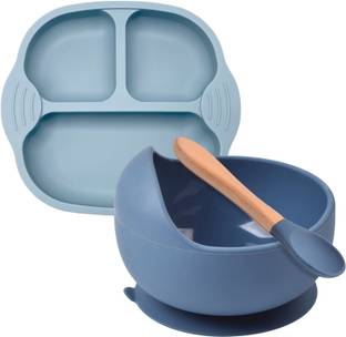 YANCI Baby Feeding Bowl & Spoon Set, Silicone Suction Baby Bowl,Soft Spoon for Toddler  - Silicone