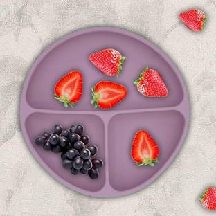 PEEPER Silicone Big Suction Plates with 3 Deep Divided Sections for Babies -Pink  - Silicone